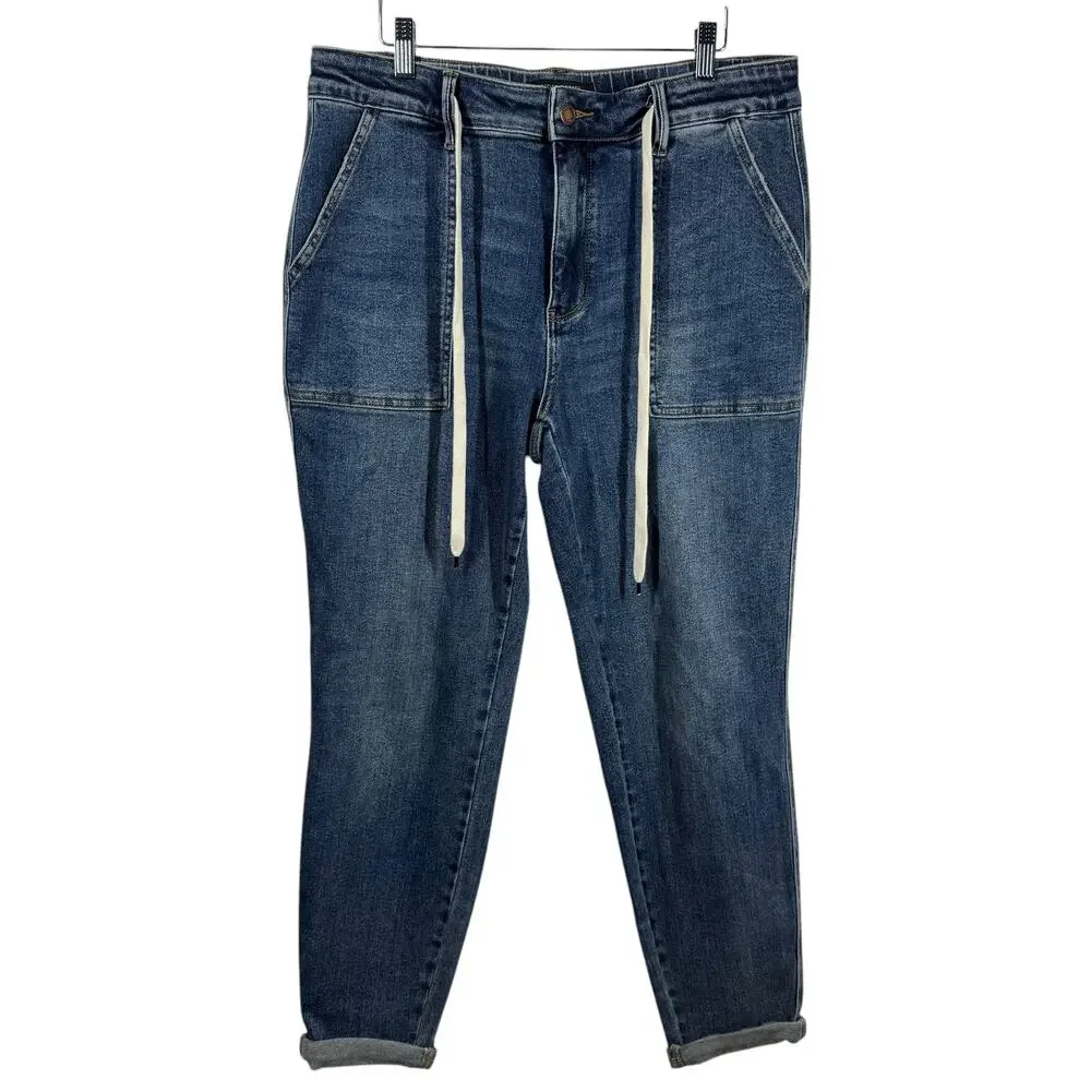 Judy‎ Blue Women's 13/31 High Waist Medium Wash Drawstring Double Cuffed Jogger